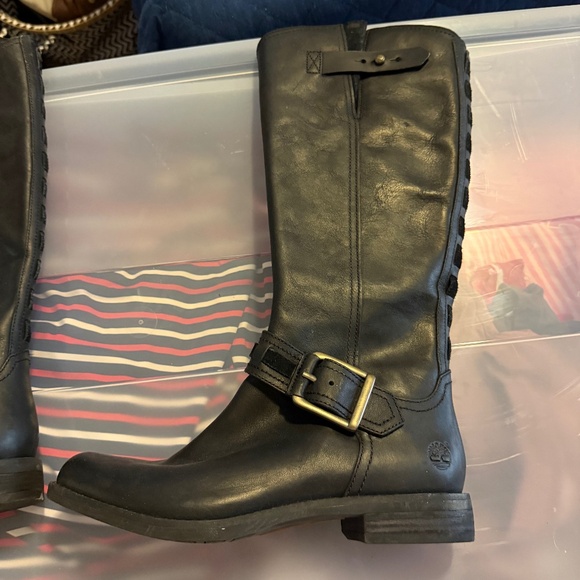 Timberland leather Moto black boots - Picture 1 of 6